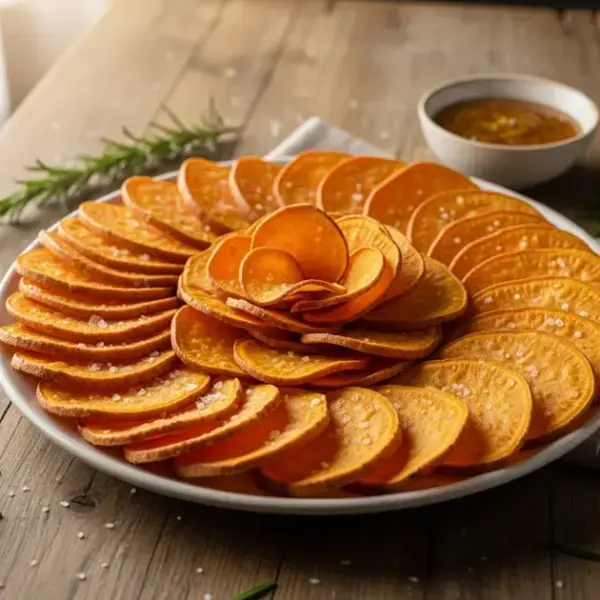 Chips de batata doce assadas