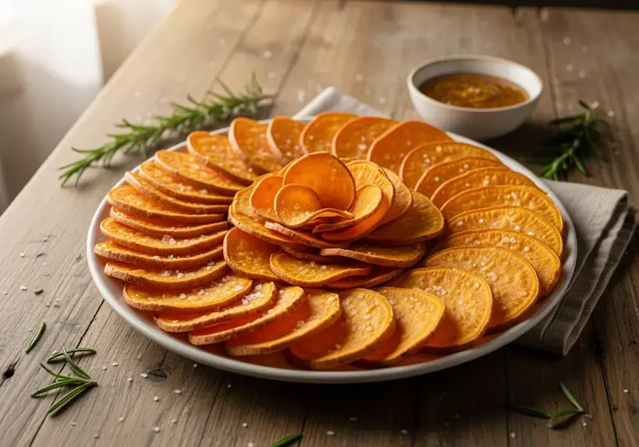 Chips de batata doce assadas