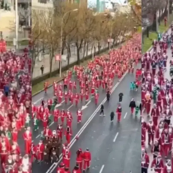 Mais de 10 mil 'Papais Noéis' participam de corrida em Madrid