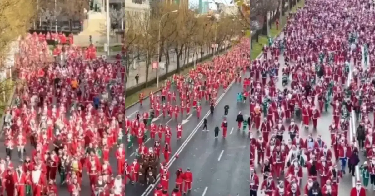 Mais de 10 mil 'Papais Noéis' participam de corrida em Madrid
