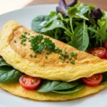 Omelete com espinafre e tomate cereja