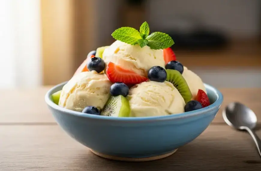 Sorvete caseiro de banana com pasta de amendoim