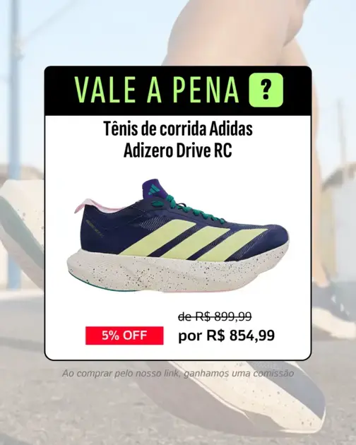 Adidas Adizero Drive RC: leve, com placa de fibra e 5% de desconto