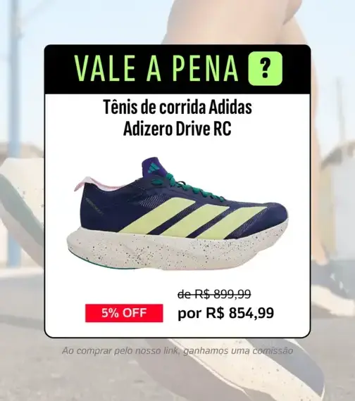 Adidas Adizero Drive RC: tênis de corrida leve com placa de fibra e 5% off